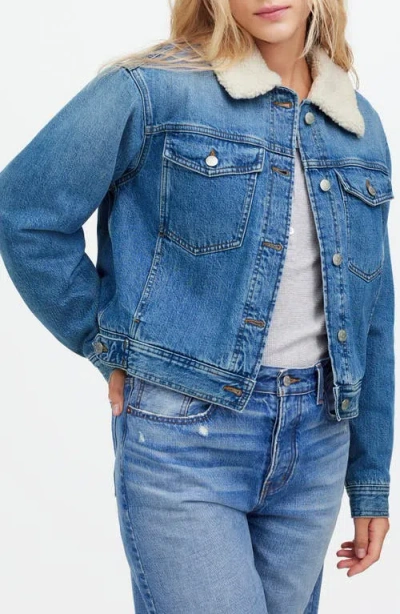 Madewell Fleece Collar Jean Jacket In Lanesboro Wash