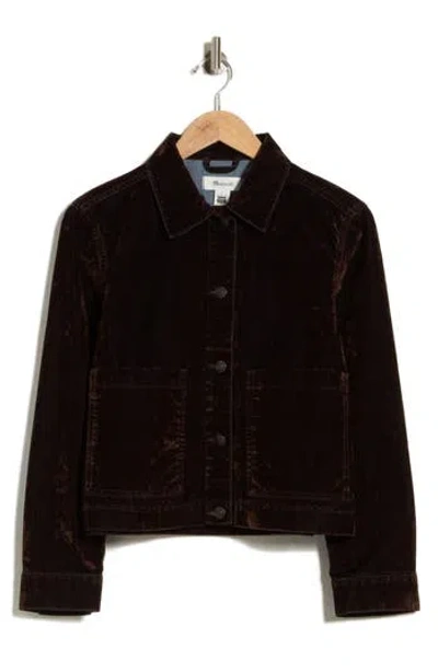 Madewell Flocked Denim Chore Jacket In Brown