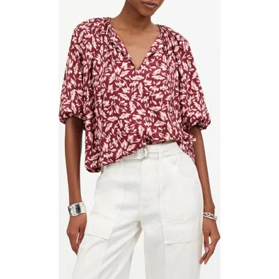 Madewell Bubble-sleeve Top In Bordeaux