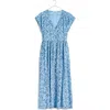 Madewell Floral Button-up Midi Dress In Powder Blue