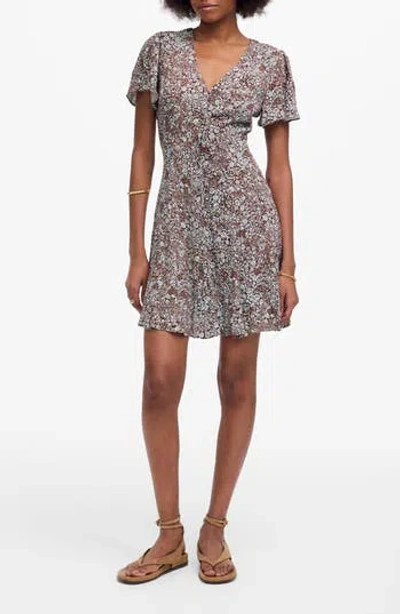 Madewell Floral Button-up Mini Sundress In Adelaide Floral Henn