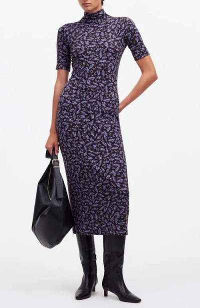 Madewell Floral Drapey Pull-on Midi Skirt In Dark Carob 1