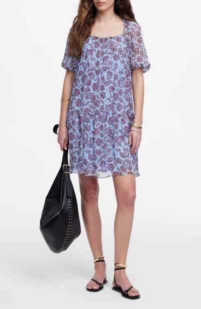 Madewell Floral Puff Sleeve Minidress In Multi
