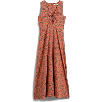 MADEWELL MADEWELL FLORAL TWIST FRONT POPLIN MIDI DRESS