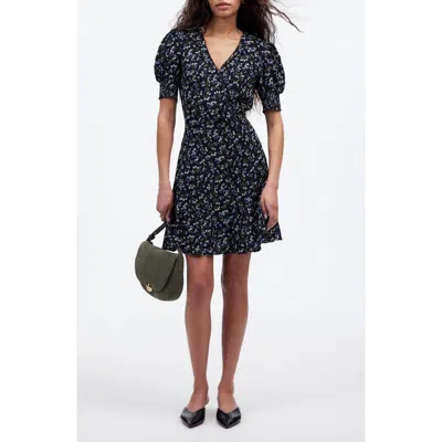 Madewell Floral V-neck Button-up Minidress In Cherry Print