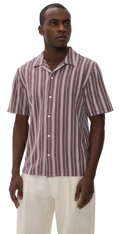 Madewell Florence Shirt Stripe Chalked Fig In Brown