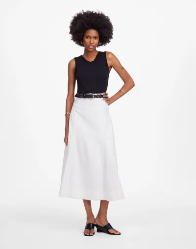 Madewell Fluted Midi Skirt In Tile White