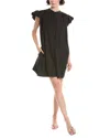 Madewell Flutter Sleeve Button Front Mini Dress In Black