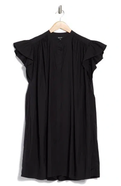 Madewell Flutter Sleeve Button Front Poplin Minidress