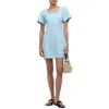 Madewell Flutter Sleeve Linen Blend Minidress In Blue Heron
