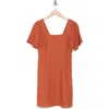 Madewell Flutter Sleeve Linen Blend Minidress In Dark Copper