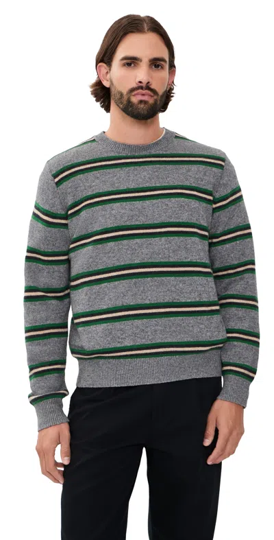 Madewell Frances Stripe Crew Sweater Heather Grey In Gray