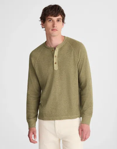 Madewell French Rib Knit Long-sleeve Henley Tee In Green