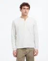 Madewell French Rib Knit Long-sleeve Henley Tee In Heather Vintage Ivory