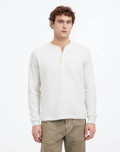 Madewell French Rib Knit Long-sleeve Henley Tee In Heather Vintage Ivory