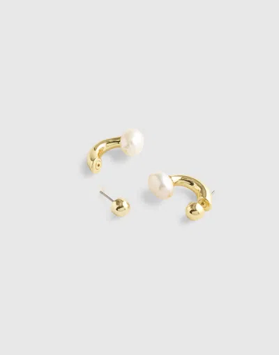 Madewell Freshwater Pearl Front-back Earrings In Gold