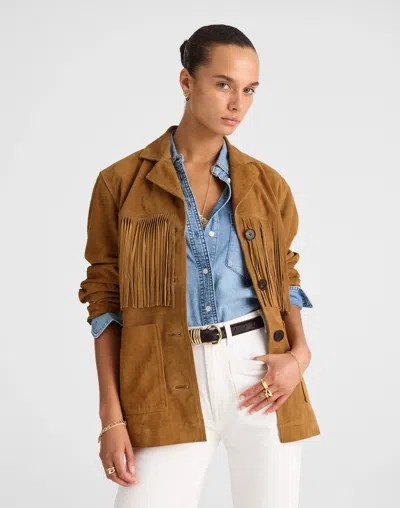 Madewell Fringe Shirt-jacket In Brown