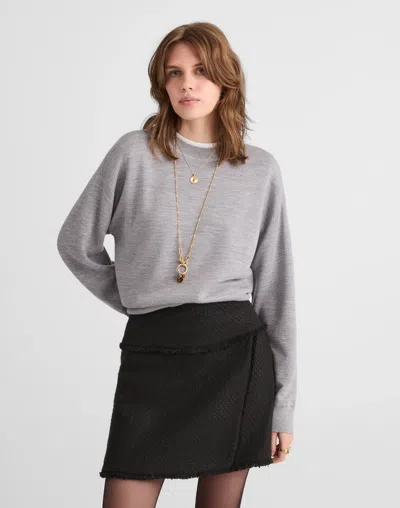 Madewell Fringed Overlay Mini Skirt In Black