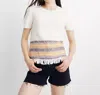 Madewell Fringed Short Sleeve Sweater In Beige In Beige