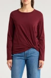Madewell Front Twist Cotton Top In Cabernet