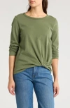 Madewell Front Twist Cotton Top In Heritage Olive