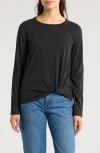 Madewell Front Twist Cotton Top In True Black