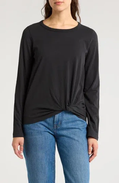 Madewell Front Twist Cotton Top In True Black