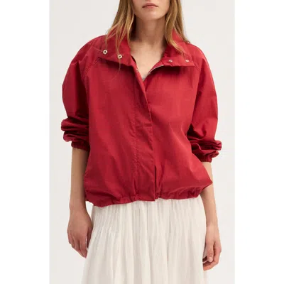 Madewell Funnel Neck Windbreaker Jacket In Brown
