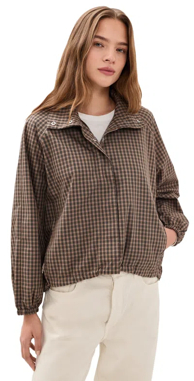 Madewell Funnel-neck Windbreaker Jacket In Brown