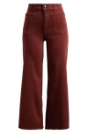 Madewell Garment Dye Patch Pocket Raw Hem Crop Flare Wide Leg Jeans In Purple