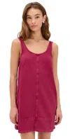 Madewell Garment Dyed Denim Scoop Neck Mini Dress Dark Rosette In Pink