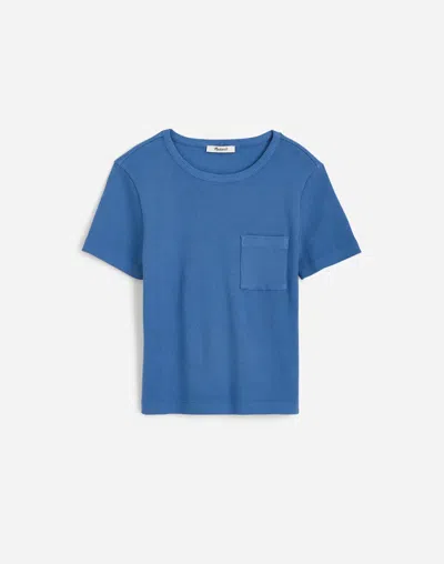 Madewell Garment-dyed Ribbed Crewneck Pocket Tee In Delphinium Blue