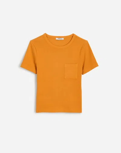 Madewell Garment-dyed Ribbed Crewneck Pocket Tee In Pollen
