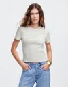 Madewell Garment-dyed Ribbed Crewneck Pocket Tee In White