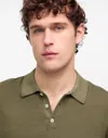Madewell Garment-dyed Three-button Sweater Polo Shirt In Green