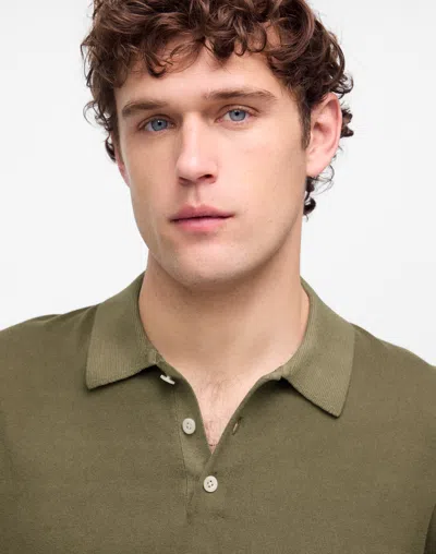 Madewell Garment-dyed Three-button Sweater Polo Shirt In Green