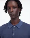 Madewell Garment-dyed Three-button Sweater Polo Shirt In Night Indigo