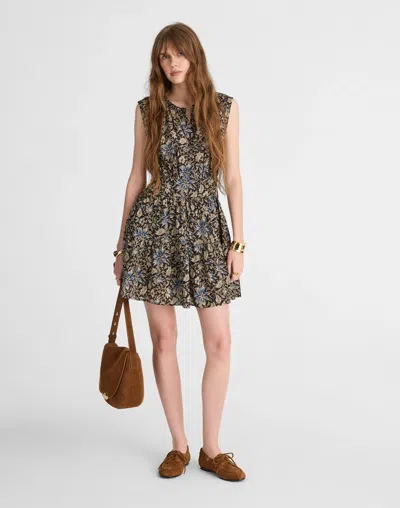 Madewell Gathered Button-front Mini Dress In Brown