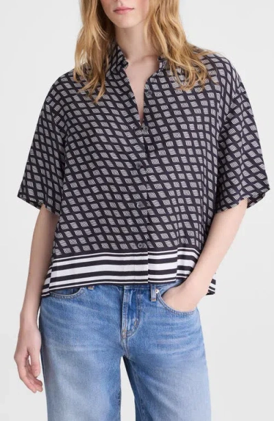 Madewell Geometric Boxy Button-up Shirt In Black