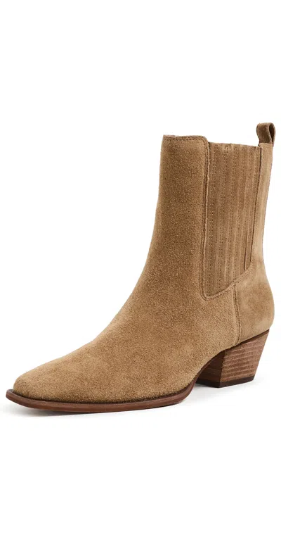 Madewell Georgiana Suede Boots Light Chestnut In Brown