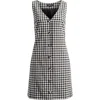 Madewell V-neck Mini Vest Dress In Gingham Black And White Gingham In True Black