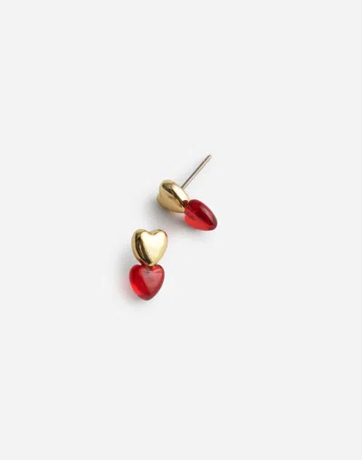 Madewell Glass Heart Drop Stud Earrings In Multi