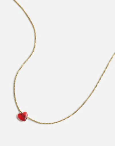 Madewell Glass Heart Pendant Necklace In Gold