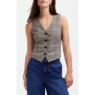 Madewell Glen Plaid Vest In Cooper Plaid