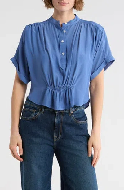 Madewell Grace Short Sleeve Peplum Top In Blue