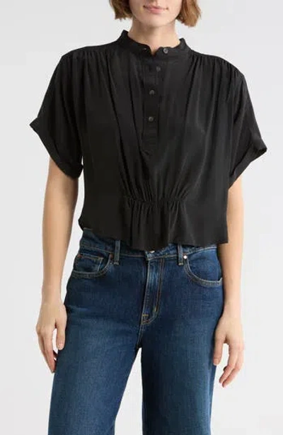 Madewell Grace Short Sleeve Peplum Top In Black