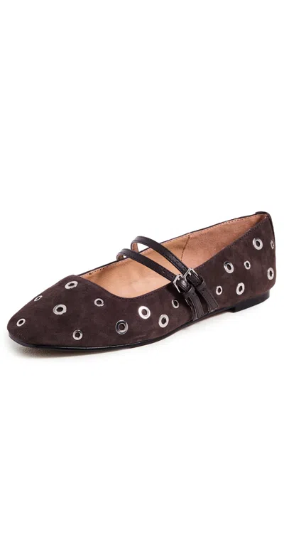 Madewell Greta Double Strap Eyelet Flats Dark Carob In Brown