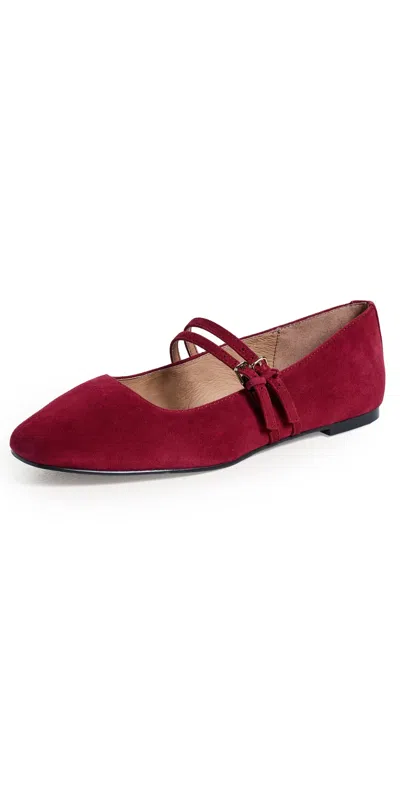 Madewell Greta Two Strap Flats Wild Cranberry In Red