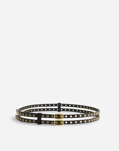 Madewell Grommet-embellished Double Buckle Belt In Black