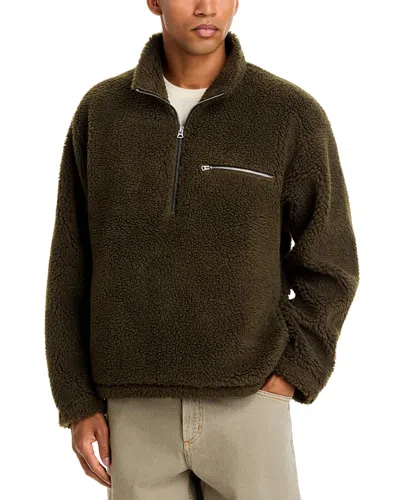 Madewell Half Zip Fleece Pullover Sweatshirt In Green